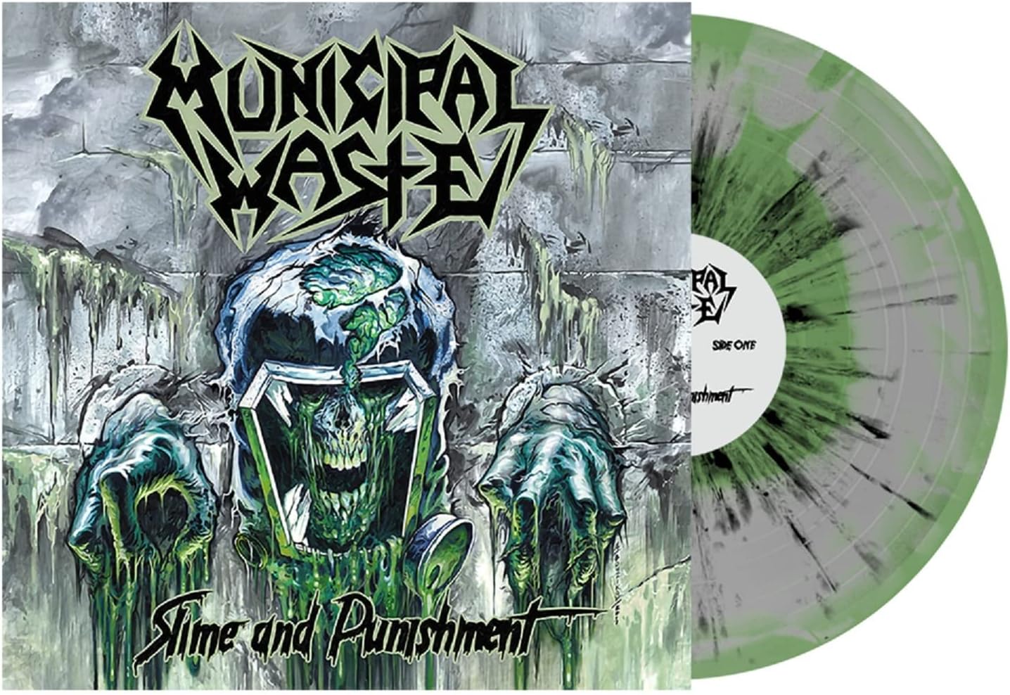 Municipal Waste - Slime and Punishment (Mint Green /Gray swirl w/Black Splatter)