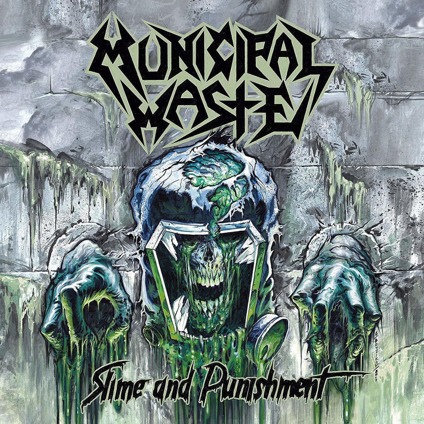 Municipal Waste - Slime and Punishment (Mint Green /Gray swirl w/Black Splatter)